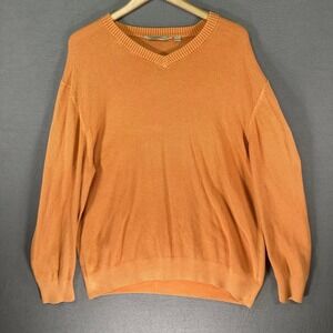 Paradise Collection Mens Orange Cotton V Neck Sweater Size XL